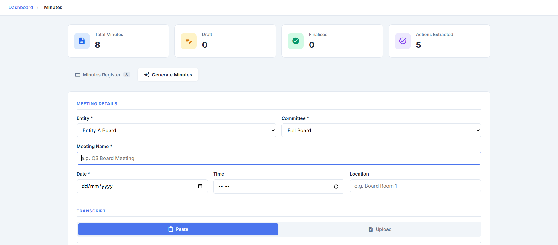 Minutes - extracted action items with assignments